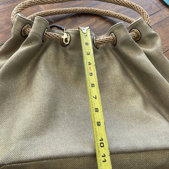 Michael Kors Gold Metallic Marina Large Canvas Drawstring Tote Hobo Bag - Picture 8 of 16